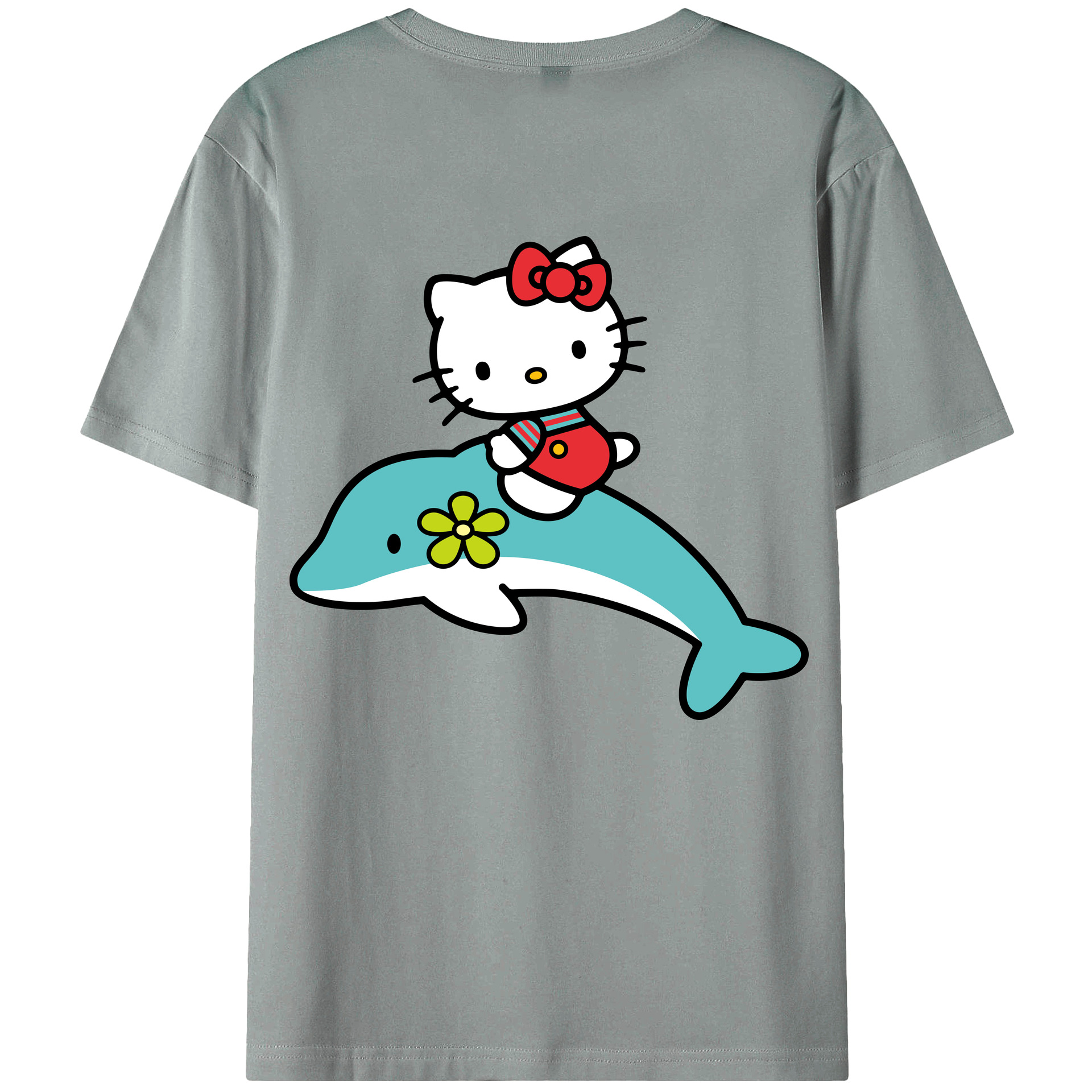 （画像用） Hello Kitty ハローキティ 綿100％ メンズ半袖Tシャツ（バックプリント） 通気性